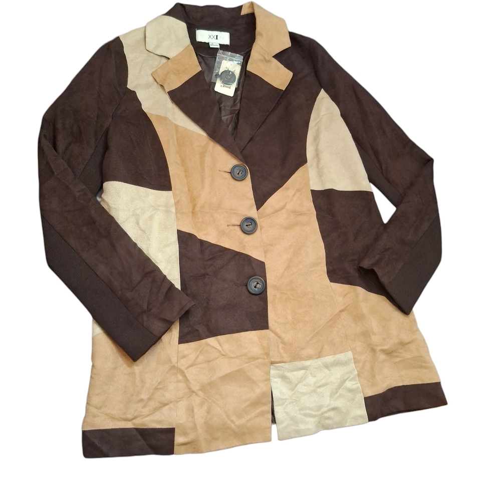 XXI Foverer 21 Women's Patchwork Suede Feel in Brown and Tan Size Large